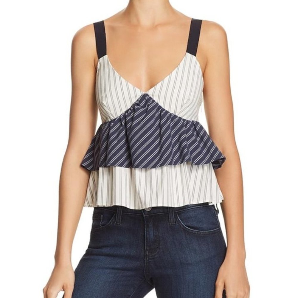 Joie Marjie Crop layered ruffle Top